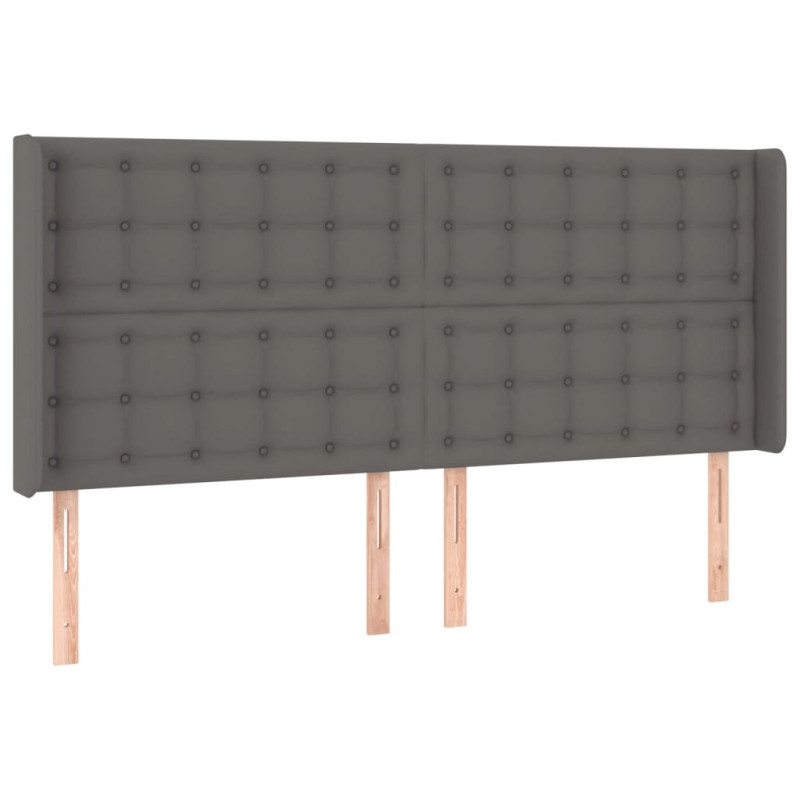 Zagłówek do łóżka z LED, szary, 203x16x118/128cm sztuczna skóra