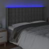 Zagłówek do łóżka z LED, szary, 203x16x118/128cm sztuczna skóra