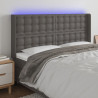 Zagłówek do łóżka z LED, szary, 163x16x118/128cm sztuczna skóra