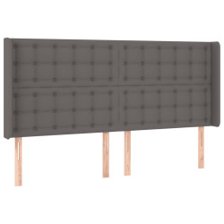 Zagłówek do łóżka z LED, szary, 163x16x118/128cm sztuczna skóra