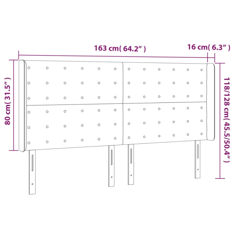 Zagłówek do łóżka z LED, szary, 163x16x118/128cm sztuczna skóra