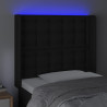Zagłówek do łóżka z LED, czarny 83x16x118/128 cm sztuczna skóra