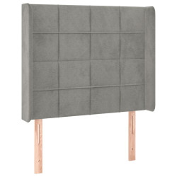 Zagłówek do łóżka z LED, jasnoszary, 103x16x118/128 cm, aksamit