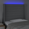 Zagłówek do łóżka z LED, jasnoszary, 83x16x118/128 cm, tkanina