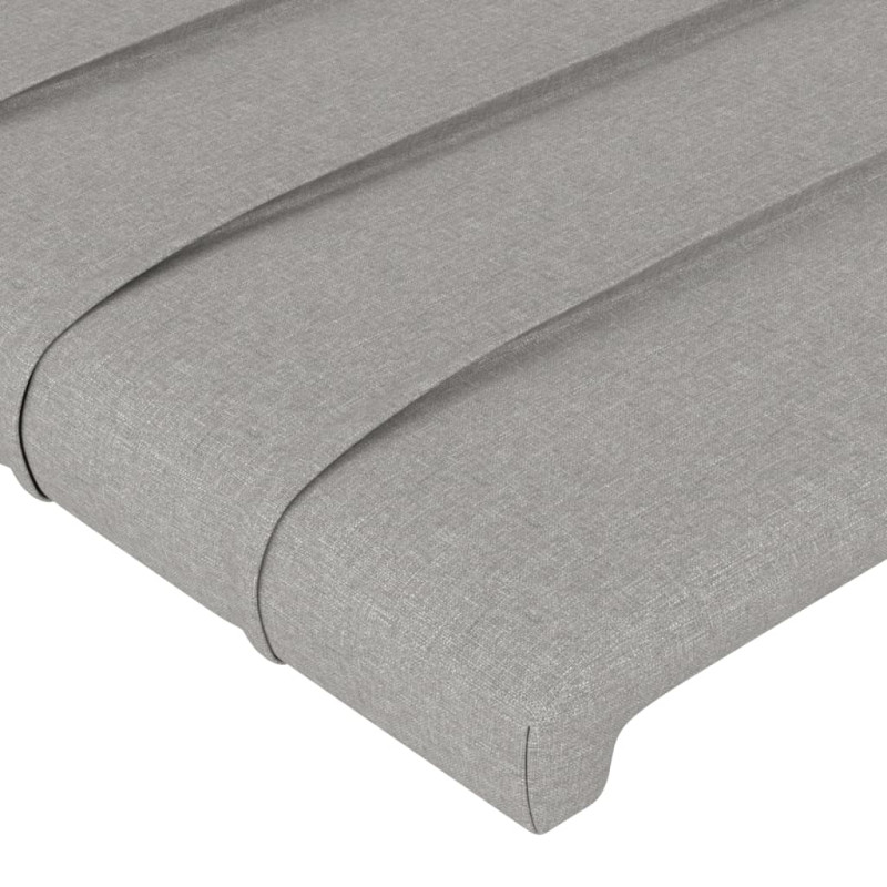 Zagłówek do łóżka z LED, jasnoszary, 83x16x118/128 cm, tkanina