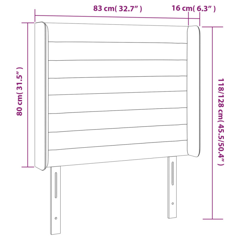 Zagłówek do łóżka z LED, jasnoszary, 83x16x118/128 cm, tkanina