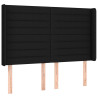 Zagłówek do łóżka z LED, czarny, 147x16x118/128 cm, tkanina