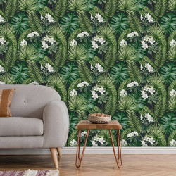 DUTCH WALLCOVERINGS Tapeta Eden, czarno-ciemnozielona