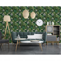 DUTCH WALLCOVERINGS Tapeta Eden, czarno-ciemnozielona