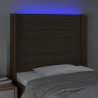 Zagłówek do łóżka z LED ciemnobrązowy 103x16x118/128 cm tkanina