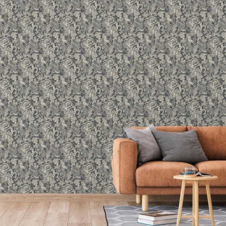 DUTCH WALLCOVERINGS Tapeta Mae, czarno-beżowa