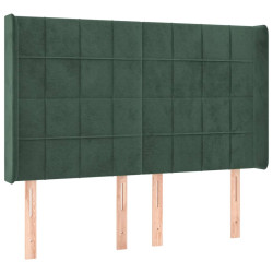 Zagłówek do łóżka z LED, ciemnozielony 147x16x118/128cm aksamit