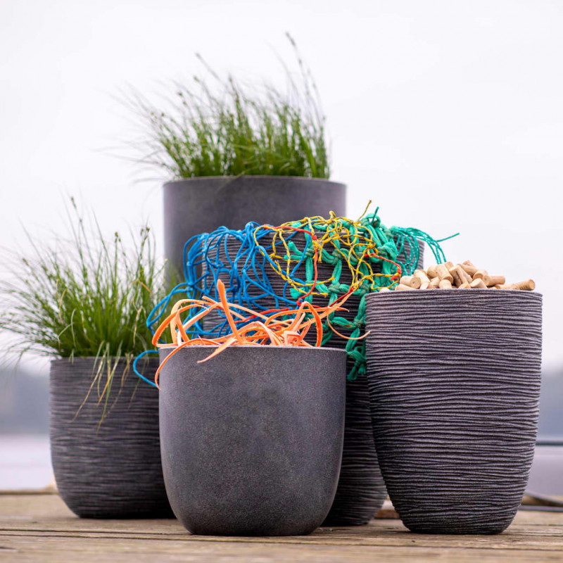 Capi Owalna donica Waste Rib, 43x41 cm, szara