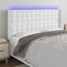 Zagłówek do łóżka z LED, biały, 203x16x118/128cm sztuczna skóra