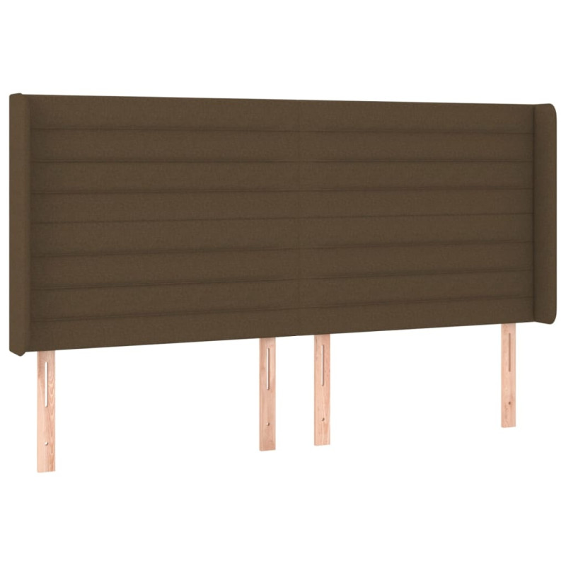 Zagłówek do łóżka z LED ciemnobrązowy 163x16x118/128 cm tkanina