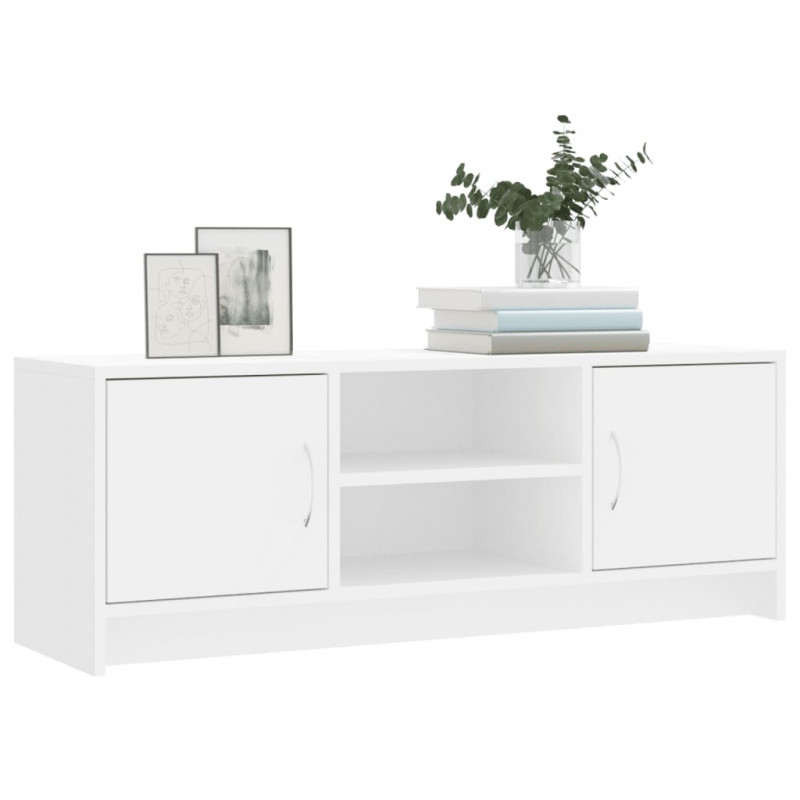 Szafka pod TV, biała, 102x30x37,5 cm, materiał drewnopochodny