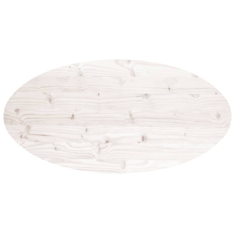 Blat stołu, biały, 100x50x2,5 cm, lite drewno sosnowe, owalny