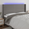 Zagłówek do łóżka z LED, ciemnoszary, 203x16x118/128cm, tkanina