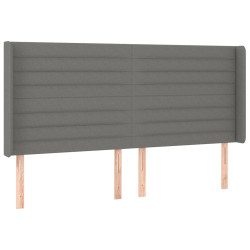 Zagłówek do łóżka z LED, ciemnoszary, 203x16x118/128cm, tkanina