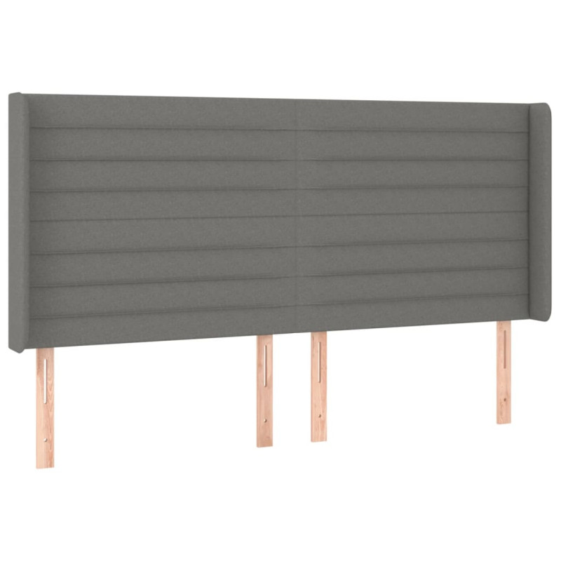 Zagłówek do łóżka z LED, ciemnoszary, 203x16x118/128cm, tkanina