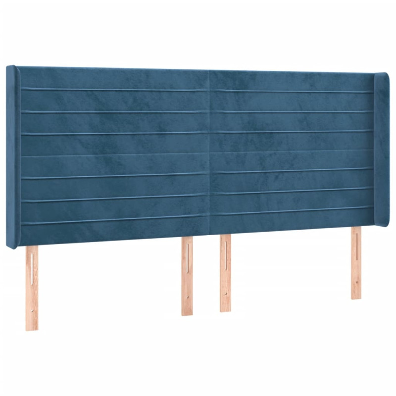 Zagłówek do łóżka z LED ciemnoniebieski, 203x16x118/128 cm