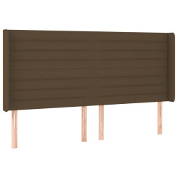 Zagłówek do łóżka z LED ciemnobrązowy 183x16x118/128 cm tkanina