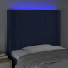Zagłówek do łóżka z LED, niebieski, 83x16x118/128 cm, tkanina