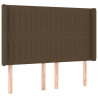 Zagłówek do łóżka z LED ciemnobrązowy 147x16x118/128 cm tkanina