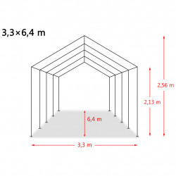 Namiot dla bydła, PVC 550 g/m², 3,3 x 6,4 m, ciemnozielony