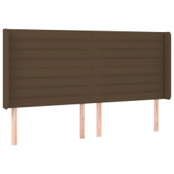 Zagłówek do łóżka z LED ciemnobrązowy 203x16x118/128 cm tkanina
