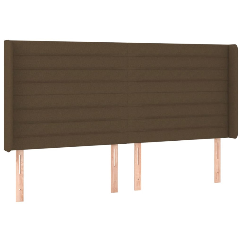 Zagłówek do łóżka z LED ciemnobrązowy 203x16x118/128 cm tkanina