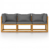 3-osobowa sofa ogrodowa z poduszkami, lite drewno akacjowe