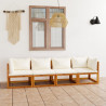 4-osobowa sofa ogrodowa z kremowymi poduszkami, drewno akacjowe