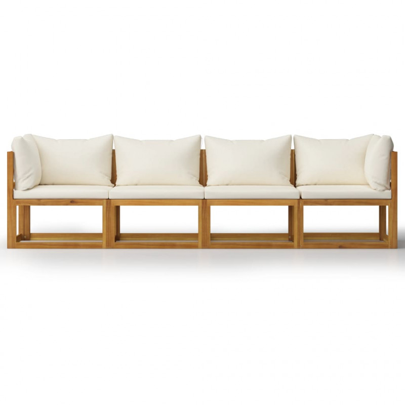 4-osobowa sofa ogrodowa z kremowymi poduszkami, drewno akacjowe