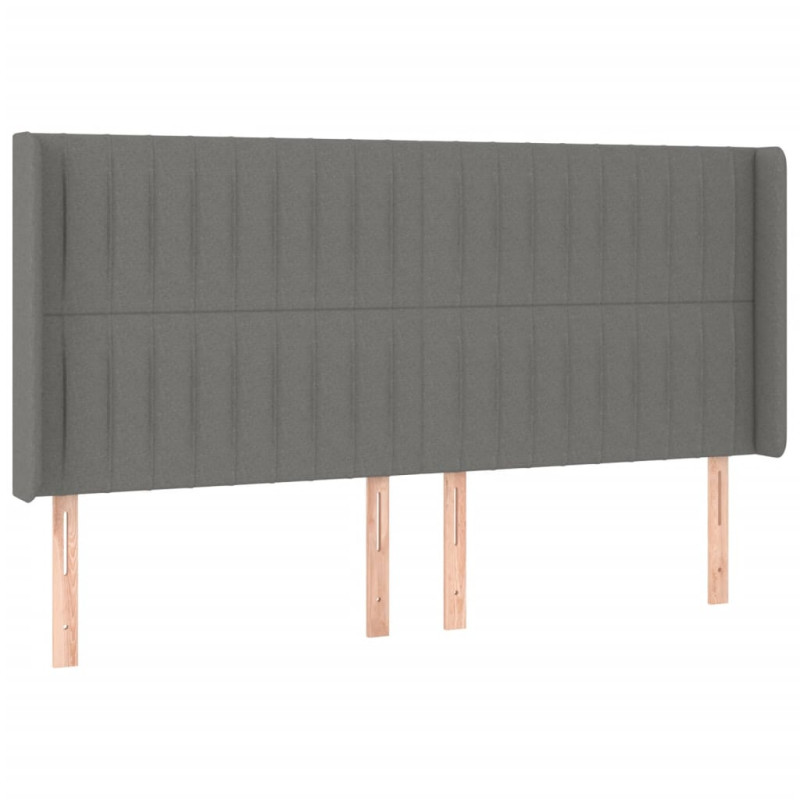 Zagłówek do łóżka z LED, ciemnoszary, 203x16x118/128cm, tkanina