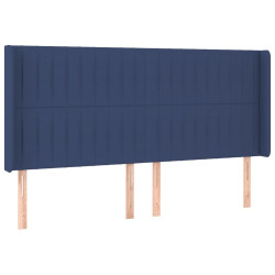 Zagłówek do łóżka z LED, niebieski, 203x16x118/128 cm, tkanina