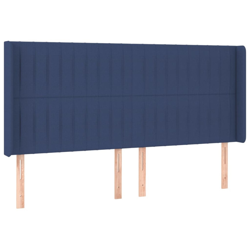 Zagłówek do łóżka z LED, niebieski, 203x16x118/128 cm, tkanina