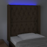 Zagłówek do łóżka z LED ciemnobrązowy, 83x16x118/128 cm tkanina