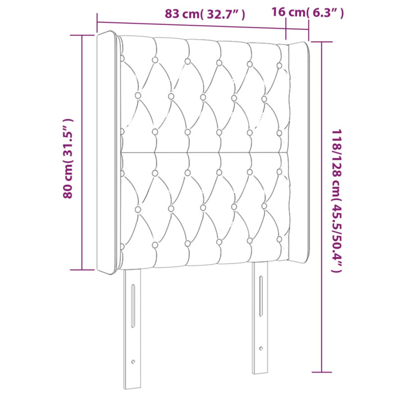 Zagłówek do łóżka z LED ciemnobrązowy, 83x16x118/128 cm tkanina