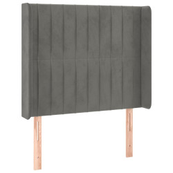 Zagłówek do łóżka z LED, jasnoszary, 103x16x118/128 cm, aksamit