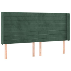 Zagłówek do łóżka z LED, ciemnozielony 163x16x118/128cm aksamit