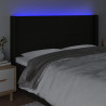 Zagłówek do łóżka z LED, czarny, 183x16x118/128 cm, tkanina