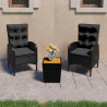 3-cz. zestaw mebli bistro, rattan PE i drewno akacjowe, czarny