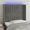 Zagłówek do łóżka z LED, jasnoszary, 83x16x118/128 cm, aksamit