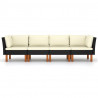 4-osobowa sofa ogrodowa z poduszkami, polirattan, czarna