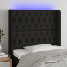 Zagłówek do łóżka z LED, czarny, 93x16x118/128 cm, tkanina