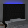 Zagłówek do łóżka z LED, czarny, 93x16x118/128 cm, tkanina