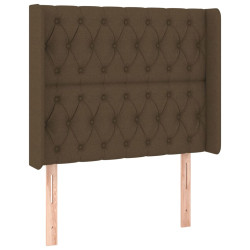 Zagłówek do łóżka z LED ciemnobrązowy 103x16x118/128 cm tkanina