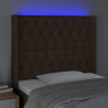 Zagłówek do łóżka z LED ciemnobrązowy 103x16x118/128 cm tkanina