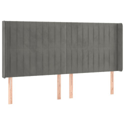 Zagłówek do łóżka z LED, jasnoszary, 163x16x118/128 cm, aksamit